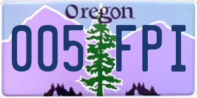 OR license plate 005FPI