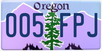 OR license plate 005FPJ