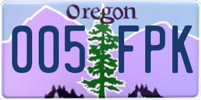 OR license plate 005FPK