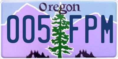 OR license plate 005FPM
