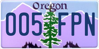 OR license plate 005FPN