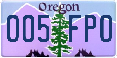 OR license plate 005FPO