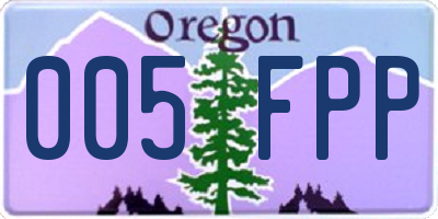 OR license plate 005FPP