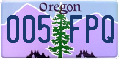 OR license plate 005FPQ