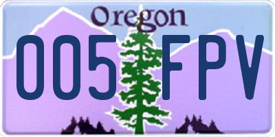 OR license plate 005FPV