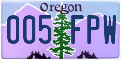 OR license plate 005FPW