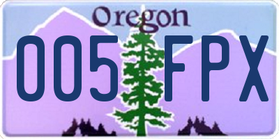 OR license plate 005FPX