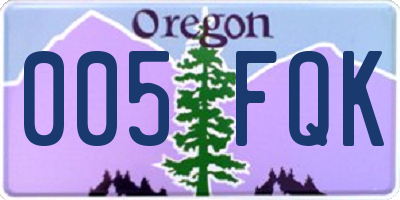 OR license plate 005FQK