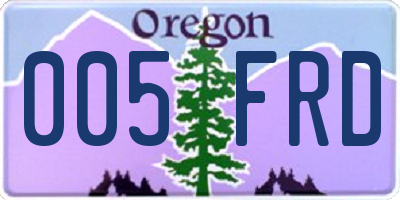 OR license plate 005FRD