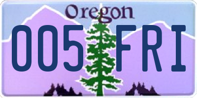 OR license plate 005FRI