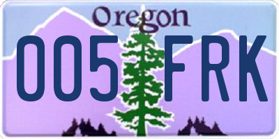 OR license plate 005FRK
