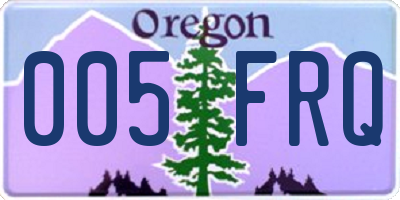 OR license plate 005FRQ