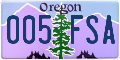 OR license plate 005FSA