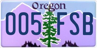 OR license plate 005FSB