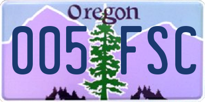 OR license plate 005FSC