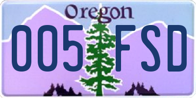 OR license plate 005FSD