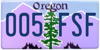 OR license plate 005FSF