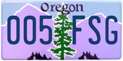 OR license plate 005FSG