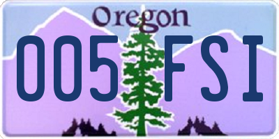 OR license plate 005FSI