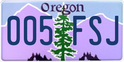 OR license plate 005FSJ