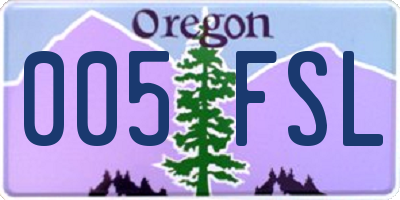 OR license plate 005FSL