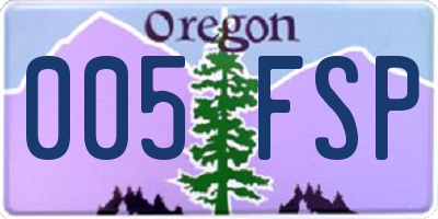 OR license plate 005FSP