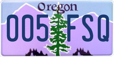 OR license plate 005FSQ