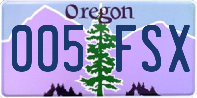 OR license plate 005FSX