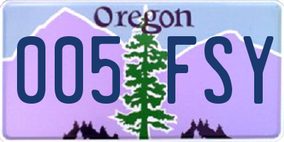 OR license plate 005FSY