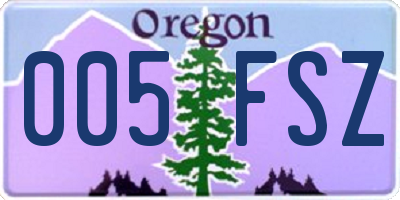 OR license plate 005FSZ