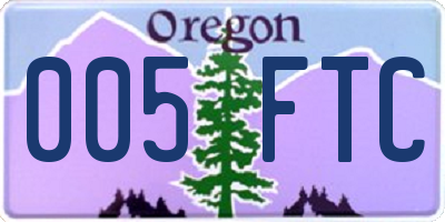 OR license plate 005FTC