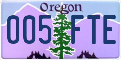 OR license plate 005FTE
