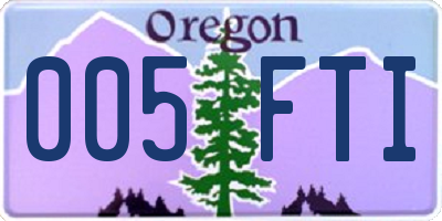 OR license plate 005FTI