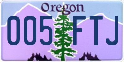 OR license plate 005FTJ