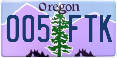 OR license plate 005FTK