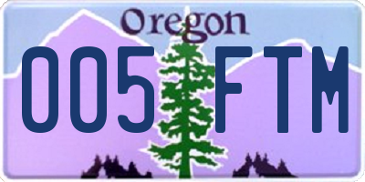 OR license plate 005FTM