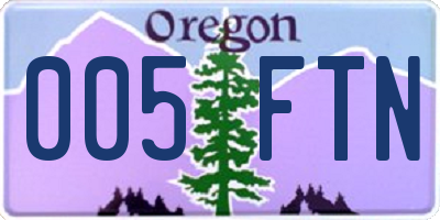 OR license plate 005FTN