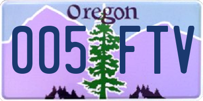 OR license plate 005FTV