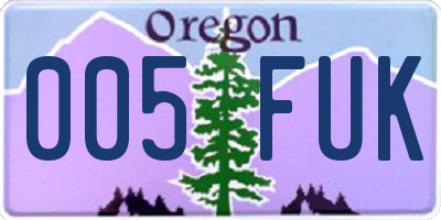 OR license plate 005FUK
