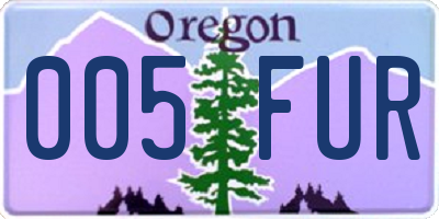 OR license plate 005FUR