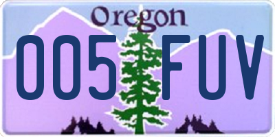 OR license plate 005FUV