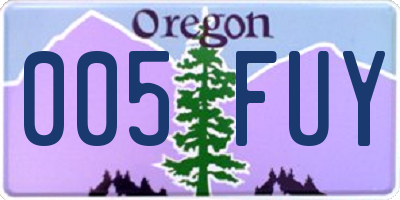 OR license plate 005FUY