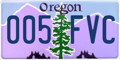 OR license plate 005FVC