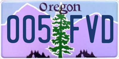 OR license plate 005FVD