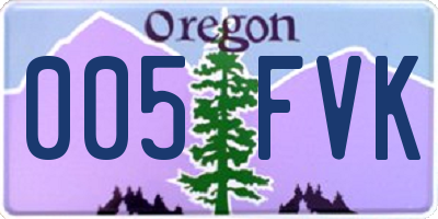 OR license plate 005FVK