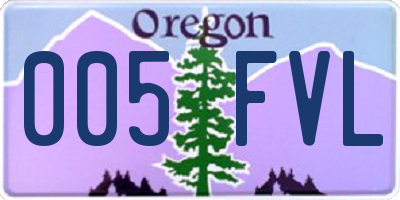 OR license plate 005FVL