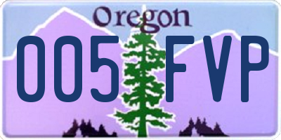 OR license plate 005FVP