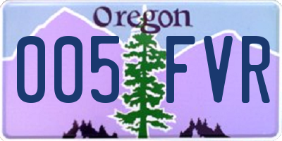 OR license plate 005FVR