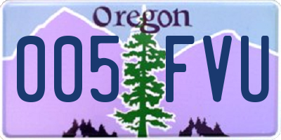 OR license plate 005FVU