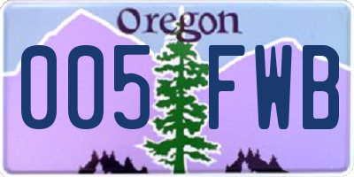 OR license plate 005FWB